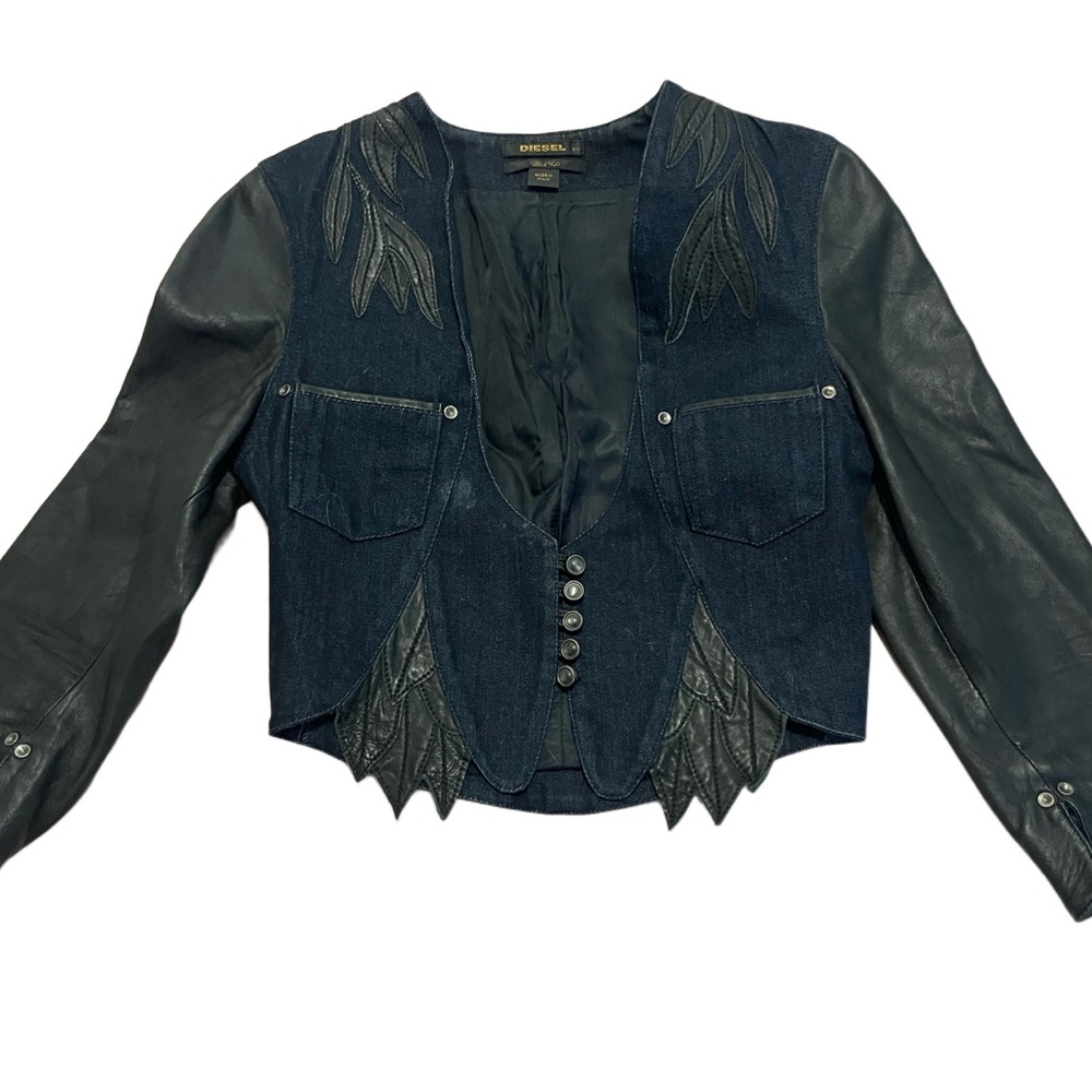 Diesel Women's Black Denim and Leather Jacket